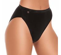 Wysteria Lane Cotton Comforts Women’s High Leg Briefs 3 Pack - Black - UK10 / EU38 - Cotton-Rich Stretch Knickers - Soft Breathable Medium Coverage Underwear
