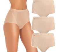Wysteria Lane Cotton Comforts Women’s Maxi Briefs 3 Pack - Beige - UK20 / EU48 - High Waist Full Coverage Cotton-Rich Stretch Knickers - Soft Breathable Everyday Underwear