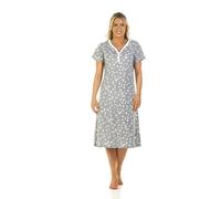 Wysteria Lane Women’s Cotton Rich Short Sleeve Leopard Print Nightdress (Heather Grey, Extra Large, UK, 20-22 EU 48-50)