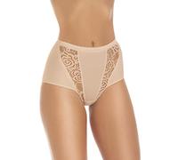 Wysteria Lane Women's 3 Pack Cotton Stretch Maxi Lace Briefs Beige