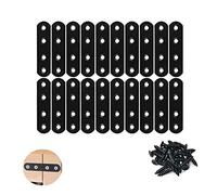 WYSUMMER Flat Straight Brace,20Pcs Metal Brackets with 80Pcs Screws | 76mm*16mm Black Joint Plate Connector Repair Fixing Bracket for Wood Wood Chair Bookshelf Board Window Furniture Cabinet