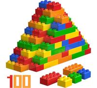 WYSWYG 100 Pcs Big Building Blocks Set, Large Construction Bricks Compatible with All Major Brands, Preschool STEM Educational Toys Classic Bulk Gift for Toddlers Boys Girls Ages 3-8
