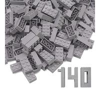 WYSWYG 140 Building Blocks, 2 x 4 Classic Stones, Compatible with Major Brands, Colourful, for Children & MOC Lovers, Grey