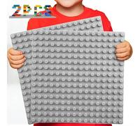 WYSWYG 2PCS Classic Large Base plates,10"x10" Building Board BasePlates,Compatible with Duplo and Most Major Brands,Grey