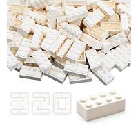 WYSWYG 320 Building Bricks, 2x4 Classic Bricks, Compatible with Construction Building Blocks, Colorful, for Kids & MOC Lovers-White, Off-white