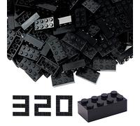 WYSWYG 320-Piece Building Blocks Set, 2 x 4 Classic Bricks, Compatible with Construction Building Blocks, Colourful, for Children & MOC Lovers, Dark Black