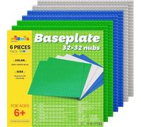 WYSWYG 6PCS Classic Base Plates,10''x10'' Building Board BasePlate,Compatible with All Major Brands,3 Colors