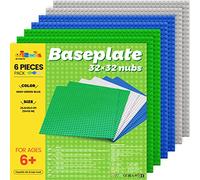 WYSWYG 6PCS Classic Base plates,10''x10'' Building Board BasePlate,Compatible with All Major Brands,Green Blue Grey (S003)