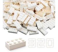 WYSWYG Building Bricks 2x4 Stud 320 Pcs, White, Classic Building Blocks Set, Compatible with Construction Building Blocks.