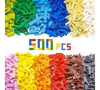 WYSWYG Building Bricks 500 Piece Block Set, Compatible with Construction Building Blocks for Kids up to 6 Years Old 8 Classic Colors, 16 Bulk Shape.