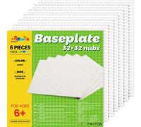 WYSWYG Building Plate Set, 6 Classic Plates 25 * 25cm as Base, Compatible With Major Brands, White