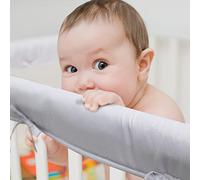 WYSWYG Cot Teething Rail 3-Piece Set, Crib Rail Cover Protection of Teething Baby,100% Polyester Cot Rail Protectors to Safely Front Rails of Cribs,Grey