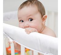 WYSWYG Cot Teething Rail 3-Piece Set, Crib Rail Cover Protection of Teething Baby,100% Polyester Cot Rail Protectors to Safely Front Rails of Cribs,White