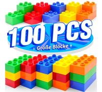 WYSWYG Große Bausteine Set -100 Steine in 5 Farben, Kompatibel mit duplo und Top-Marken Baustein - Ideal für Kinder ab 1 2 3 4 5 Jahre, Standard-Code, Mehrfarbig