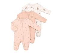 WYTbaby 3 Pack Baby Boys Girls Sleepsuits, 100% Cotton Zip-Up Footed Pajamas with Fold-Over Mittens for Baby Grows Newborn-12 Month
