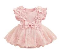WYTbaby Baby Girl Clothes Newborn Short Sleeve Ruffle Tulle Tutu Dress Summer Clothes for Infant Girls 0-3 Months Pink