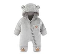 WYTbaby Baby Romper One Piece Cute Bear Hoodie Jumpsuit Newborn Infant Spring Fall Bodysuit Winter Outfits for Boys Girls 3-6 Months