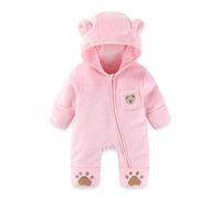 WYTbaby Baby Romper One Piece Cute Bear Hoodie Jumpsuit Newborn Infant Spring Fall Bodysuit Winter Outfits for Boys Girls 3-6 Months