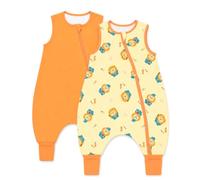 WYTbaby Baby Sleeping Bag with Legs, 1.0 Tog 100% Cotton Sleep Sack, Toddler Soft Sleep Bag with Feet Orange 6-18 Months