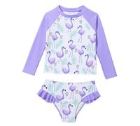 WYTbaby Girls Swimming Costume Two Piece Girls Swimsuit Long Sleeve Rash Guard Summer Beach Swimming Set for 7-8 Years Purple