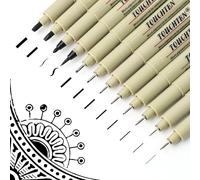 WYTNB 12Pcs Black Ink Assorted Tips Fine Liners Pen Set, 0.15-3mm Micro Technical Drawing Pens, No Bleed Artists Fineliner Art Pens, Waterproof Micro Liner for Art Sketching Illustration Comic