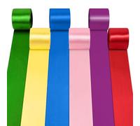 WYTNB 6 Rolls Rainbow Satin Ribbon, 50mm Wide Colorful Polyester Fabric Ribbons, 10m Silk Satin, Wedding & Multiple Occasions Gift Wrapping Ribbon