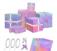 WYTNB Rainbow Gradient Wrapping Paper Set, 8 Sheets, 70cm x 50cm, Multicoloured, Versatile Occasion, Includes Double-Sided Tape & Gift Wrapping Tape