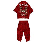 WYUKN Traditional Kimono Set,Japanese Style Kimono Men Pajamas Suit，Long Sleeve Trousers Set Couple Home Service,A2-XXL