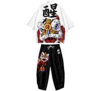 WYUKN Traditional Kimono Set,Japanese Style Kimono Men Pajamas Suit，Long Sleeve Trousers Set Couple Home Service,F1-6XL
