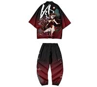 WYUKN Traditional Kimono Set,Japanese Style Kimono Men Pajamas Suit，Long Sleeve Trousers Set Couple Home Service,D2-6XL