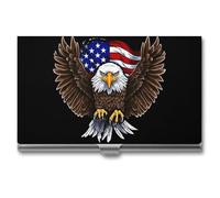 WYUSPGK Business Card Case Metal,USA Flag Patriotic Eagle Print Business Card Holders Pocket,business Card Holder Case for Men Women, XB0608021, USA Flag Patriotic Eagle, One Size