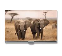 WYUSPGK Business Card Case Metal,Wild Animals Elephants Print Business Card Holders Pocket,business Card Holder Case for Men Women, XB0608021, Wild Animals Elephants, One Size