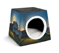 WYUSPGK Capsule Pet Nest Stylish and Cozy Space Capsule Design for Small Pets, an Old Abandoned House Print Stylish Pet Nest Cozy Pet Nest Portable Pet Nest