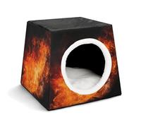 WYUSPGK Capsule Pet Nest Stylish and Cozy Space Capsule Design for Small Pets, Roaring Flame Print Stylish Pet Nest Cozy Pet Nest Portable Pet Nest