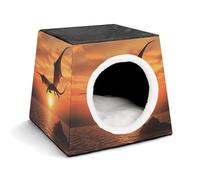 WYUSPGK Capsule Pet Nest Stylish and Cozy Space Capsule Design for Small Pets, Sea Sunset Flying Dragon Print Stylish Pet Nest Cozy Pet Nest Portable Pet Nest