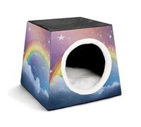 WYUSPGK Capsule Pet Nest Stylish and Cozy Space Capsule Design for Small Pets, Star in Rainbow Print Stylish Pet Nest Cozy Pet Nest Portable Pet Nest