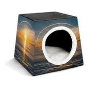 WYUSPGK Capsule Pet Nest Stylish and Cozy Space Capsule Design for Small Pets, Sunrise Horizon Print Stylish Pet Nest Cozy Pet Nest Portable Pet Nest
