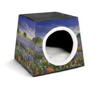 WYUSPGK Capsule Pet Nest Stylish and Cozy Space Capsule Design for Small Pets, Texas Bluebonnets Scenery Print Stylish Pet Nest Cozy Pet Nest Portable Pet Nest