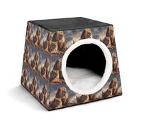 WYUSPGK Capsule Pet Nest Stylish and Cozy Space Capsule Design for Small Pets, Two Lions Print Stylish Pet Nest Cozy Pet Nest Portable Pet Nest