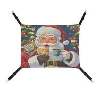 WYUSPGK Cozy Pet Hammock, Santa Claus Eats Snacks Print Breathable Pet Hammock Space-Saving Canvas Bed for Cats and Small Dogs, Adjustable, Portable, and Easy to Clean