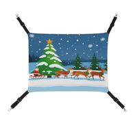 WYUSPGK Cozy Pet Hammock, Santa Claus's Reindeer Print Breathable Pet Hammock Space-Saving Canvas Bed for Cats and Small Dogs, Adjustable, Portable, and Easy to Clean