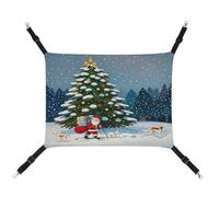WYUSPGK Cozy Pet Hammock, Santa on The Move Print Breathable Pet Hammock Space-Saving Canvas Bed for Cats and Small Dogs, Adjustable, Portable, and Easy to Clean