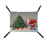 WYUSPGK Cozy Pet Hammock, Santa Puts Out Presents Print Breathable Pet Hammock Space-Saving Canvas Bed for Cats and Small Dogs, Adjustable, Portable, and Easy to Clean