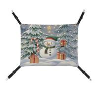 WYUSPGK Cozy Pet Hammock, Snowman Giving Gifts Print Breathable Pet Hammock Space-Saving Canvas Bed for Cats and Small Dogs, Adjustable, Portable, and Easy to Clean