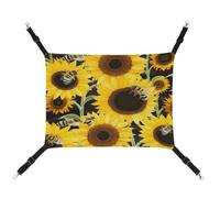 WYUSPGK Cozy Pet Hammock, Sunflower Bees Print Breathable Pet Hammock Space-Saving Canvas Bed for Cats and Small Dogs, Adjustable, Portable, and Easy to Clean