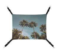 WYUSPGK Cozy Pet Hammock, Tall Tropical Palm Trees Print Breathable Pet Hammock Space-Saving Canvas Bed for Cats and Small Dogs, Adjustable, Portable, and Easy to Clean