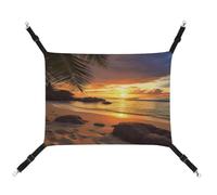 WYUSPGK Cozy Pet Hammock, Tropical Beach Coastal Sunset Print Breathable Pet Hammock Space-Saving Canvas Bed for Cats and Small Dogs, Adjustable, Portable, and Easy to Clean