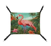 WYUSPGK Cozy Pet Hammock, Tropical Flamingo Print Breathable Pet Hammock Space-Saving Canvas Bed for Cats and Small Dogs, Adjustable, Portable, and Easy to Clean