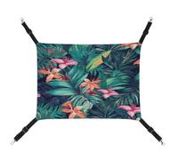 WYUSPGK Cozy Pet Hammock, Tropical Floral Leaves Print Breathable Pet Hammock Space-Saving Canvas Bed for Cats and Small Dogs, Adjustable, Portable, and Easy to Clean