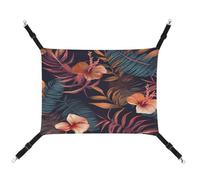 WYUSPGK Cozy Pet Hammock, Tropical Flower Print Breathable Pet Hammock Space-Saving Canvas Bed for Cats and Small Dogs, Adjustable, Portable, and Easy to Clean